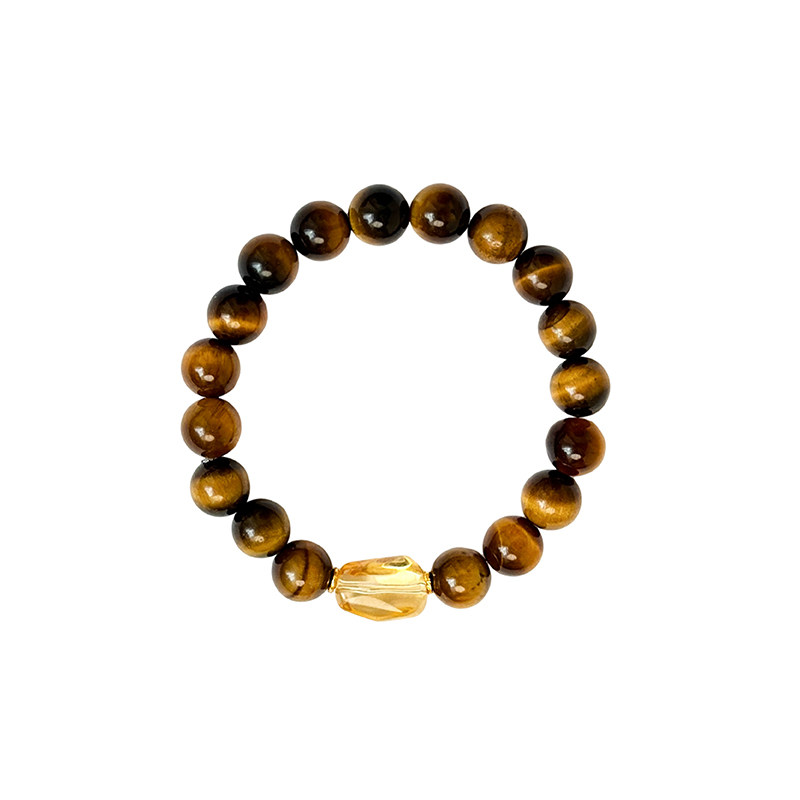 Natural Tiger's Eye & Citrine Bracelet, Wealth Birthday Gift